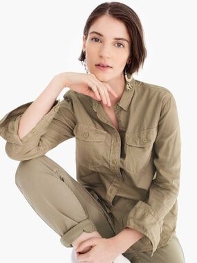 J Crew Utility Shirt - Olive - Size 0 (Perfect for Safari!)